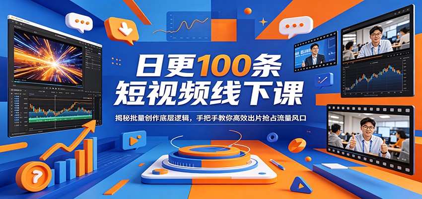 日更100条短视频线下课：揭秘批量创作底层逻辑，手把手教你高效出片抢占流量风口-校睿铺