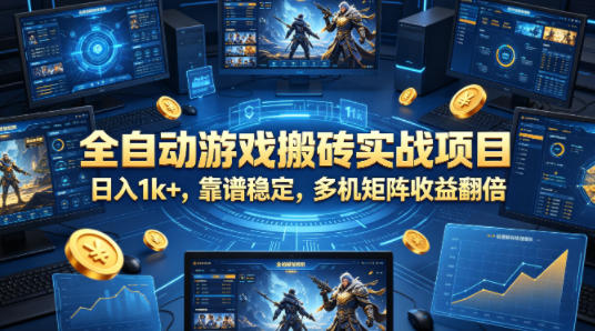 全自动游戏搬砖实战项目，日入1k+，靠谱稳定，多机矩阵收益翻倍【揭秘】-校睿铺