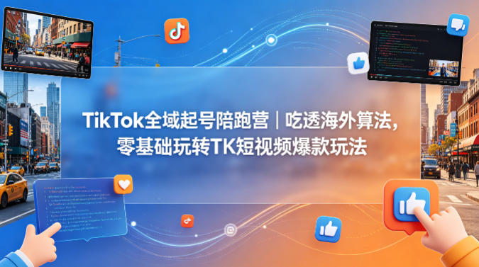 TikTok全域起号陪跑营｜吃透海外算法，零基础玩转TK短视频爆款玩法-校睿铺